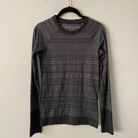 Lululemon Rest Less Pullover Long Sleeve T-Shirt Activewear Black White Medium - Picture 2 of 6